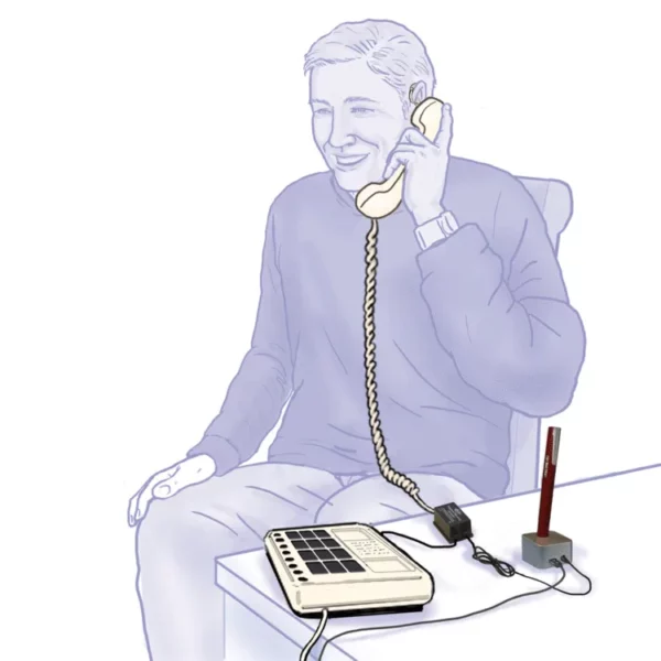 Example use of telephone handset adapter